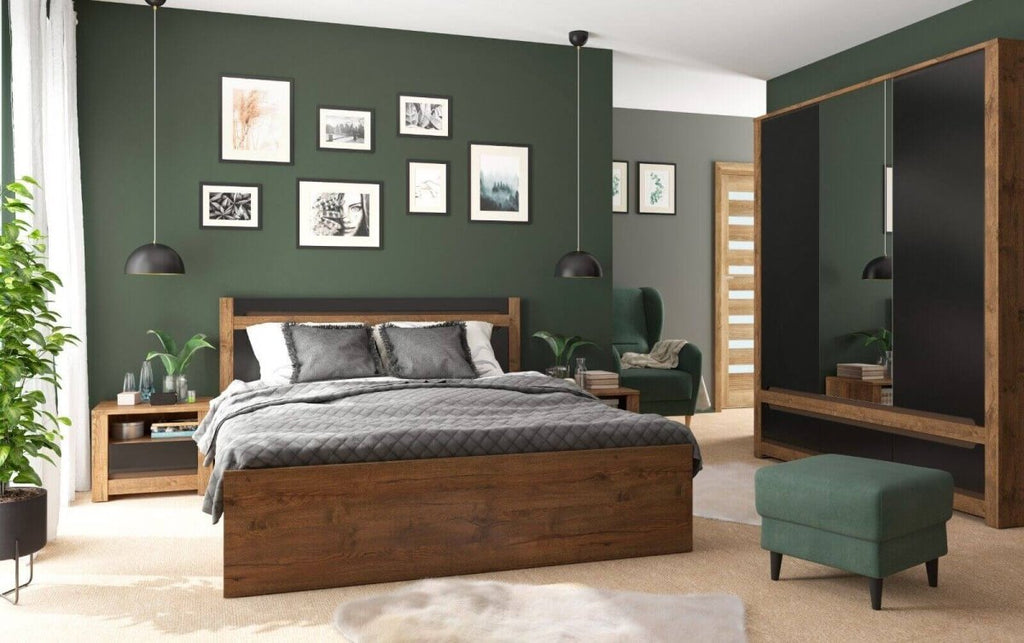 Bedroom with a black wardrobe – arrangements - ALDEA DESIGN Furniture