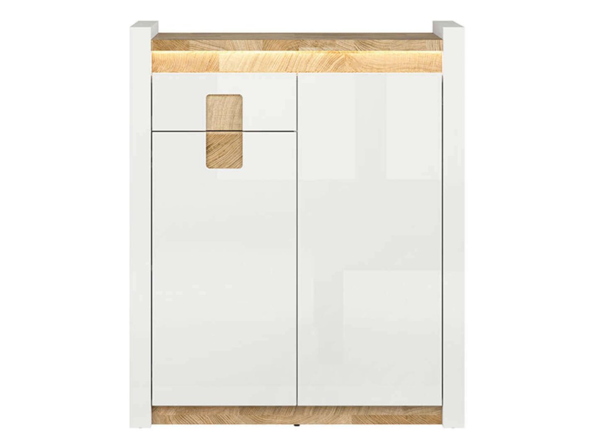 ALAMEDA BRW KOM2D1S 1 Drawer 2 Door High Gloss BLACK RED WHITE Cabinet-White Gloss / Westminster Oak