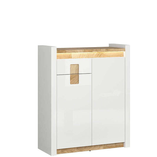 ALAMEDA BRW KOM2D1S 1 Drawer 2 Door High Gloss BLACK RED WHITE Cabinet-White Gloss / Westminster Oak