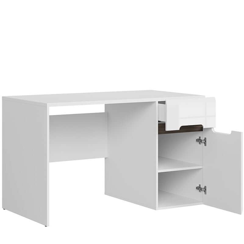 AZTECA TRIO BRW BIU1D1S/8/12 1 Door 1 Drawer High Gloss BLACK RED WHITE Desk-White / White Gloss