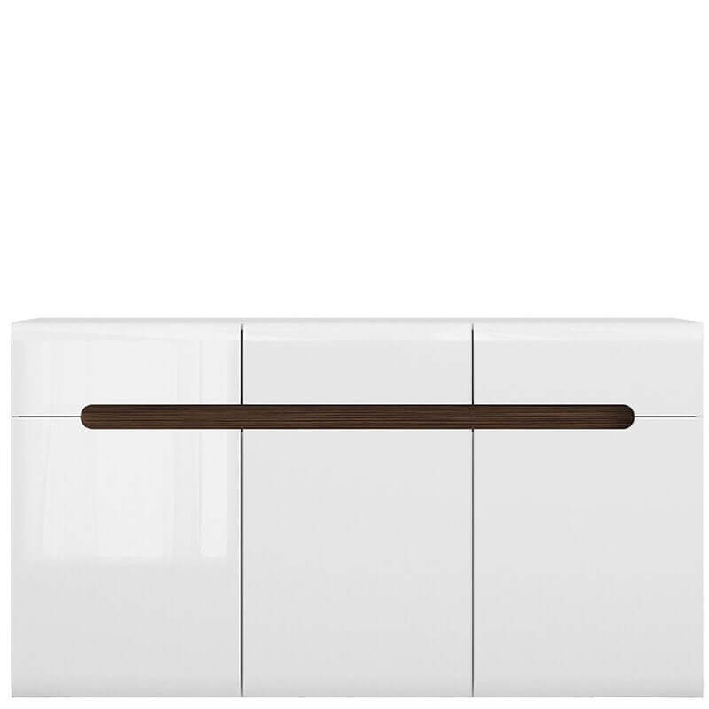 AZTECA TRIO BRW KOM3D3S/8/15 3 Door 3 Drawer High Gloss BLACK RED WHITE Sideboard-White / White Gloss