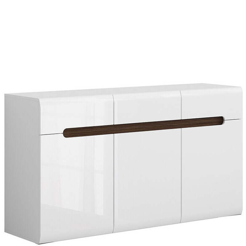 AZTECA TRIO BRW KOM3D3S/8/15 3 Door 3 Drawer High Gloss BLACK RED WHITE Sideboard-White / White Gloss