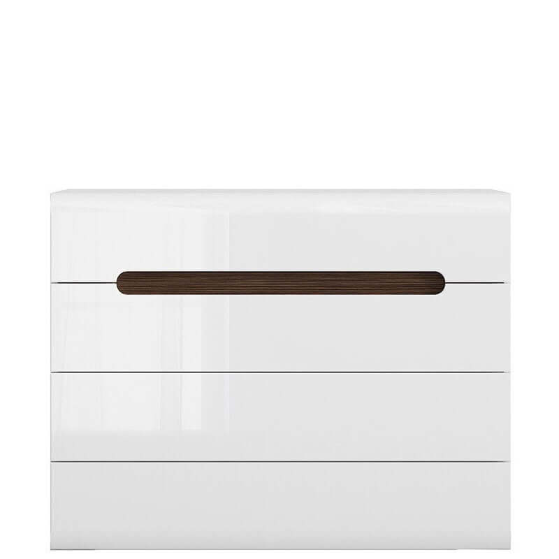 AZTECA TRIO BRW KOM4S/8/11 4 Drawer High Gloss BLACK RED WHITE Chest of Drawers-White / White Gloss