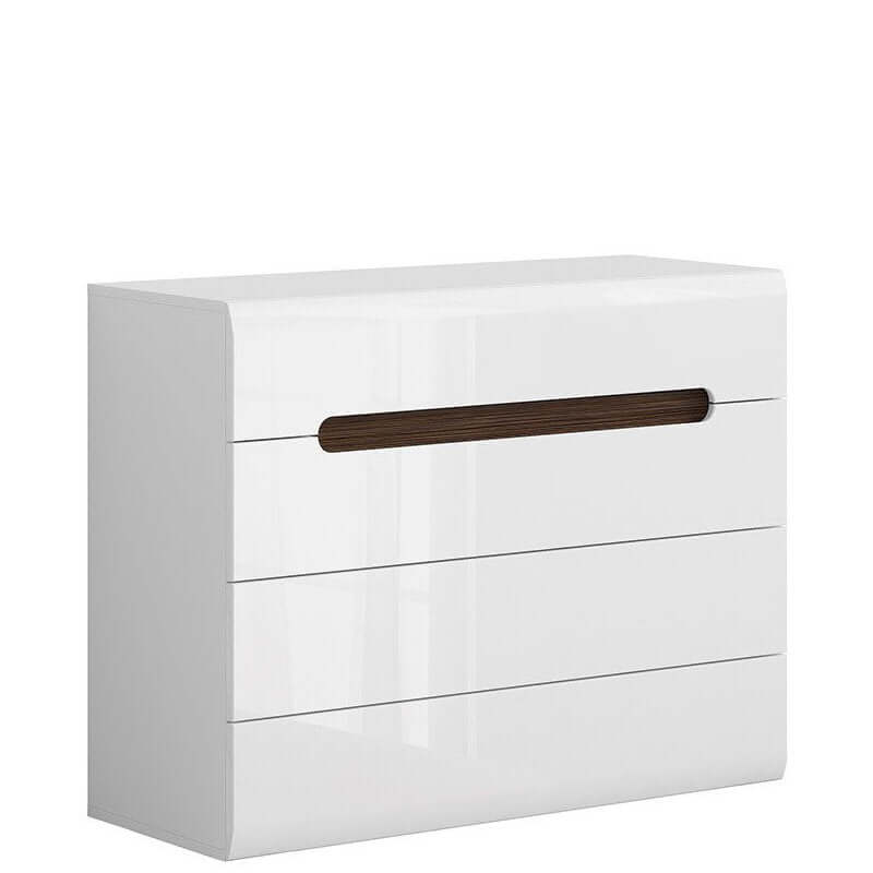 AZTECA TRIO BRW KOM4S/8/11 4 Drawer High Gloss BLACK RED WHITE Chest of Drawers-White / White Gloss