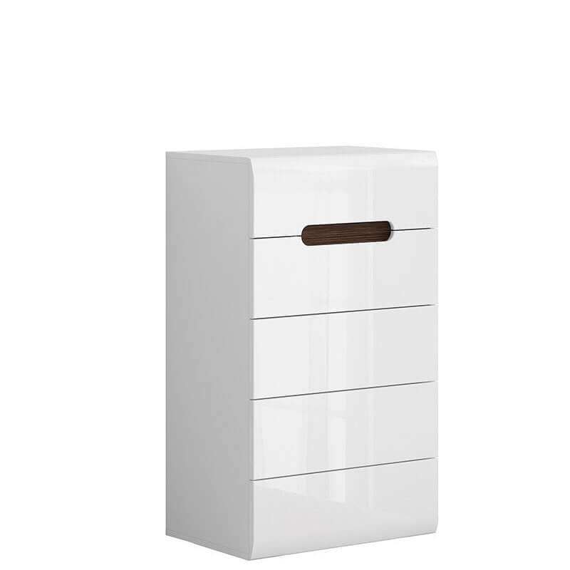 AZTECA TRIO BRW KOM5S/10/6 5 Drawer High Gloss BLACK RED WHITE Chest of Drawers-White / White Gloss