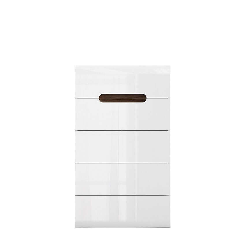 AZTECA TRIO BRW KOM5S/10/6 5 Drawer High Gloss BLACK RED WHITE Chest of Drawers-White / White Gloss