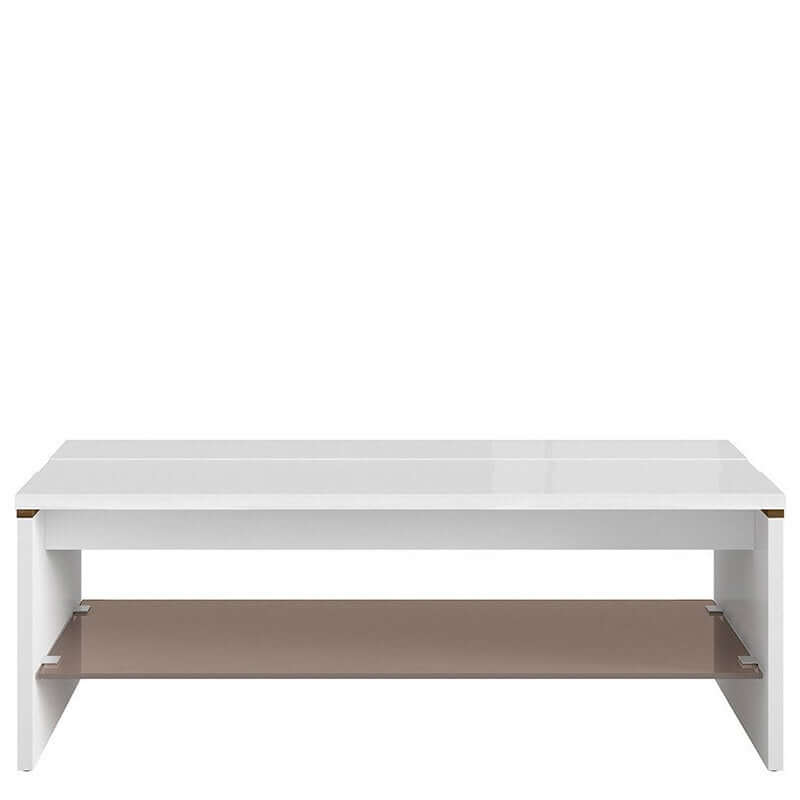 AZTECA TRIO BRW LAW/4/11 High Gloss Rectangular with Shelf BLACK RED WHITE Coffee Table-White Gloss / Canterbury Oak