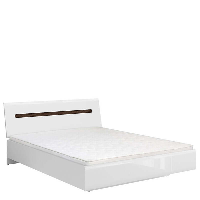 AZTECA TRIO BRW LOZ/160 High Gloss King Size BLACK RED WHITE Bed-White / White Gloss