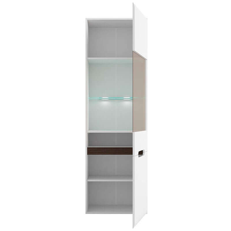 AZTECA TRIO BRW REG1W1D/19/6 2 Door Glass Fronted High Gloss BLACK RED WHITE Display Cabinet-White / White Gloss