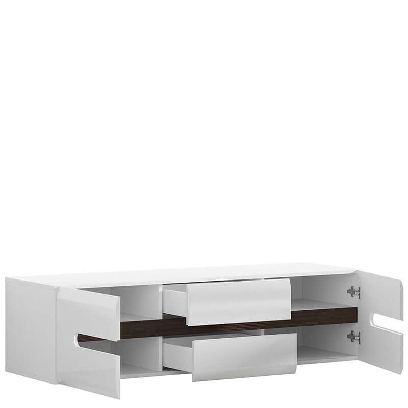 AZTECA TRIO BRW RTV2D2S/4/15 2 Door 2 Drawer High Gloss BLACK RED WHITE TV Cabinet-White / White Gloss