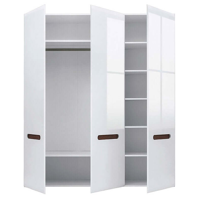 AZTECA TRIO BRW SZF3D/21/18 3 Door High Gloss BLACK RED WHITE Wardrobe-White / White Gloss