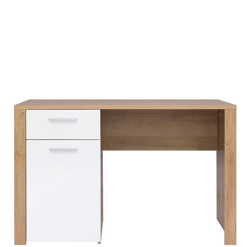 BALDER BRW BIU/120 1 Door 1 Drawer High Gloss BLACK RED WHITE Desk-Riviera Oak / White Gloss