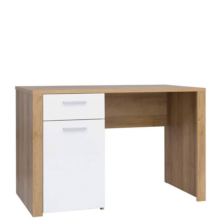 BALDER BRW BIU/120 1 Door 1 Drawer High Gloss BLACK RED WHITE Desk-Riviera Oak / White Gloss