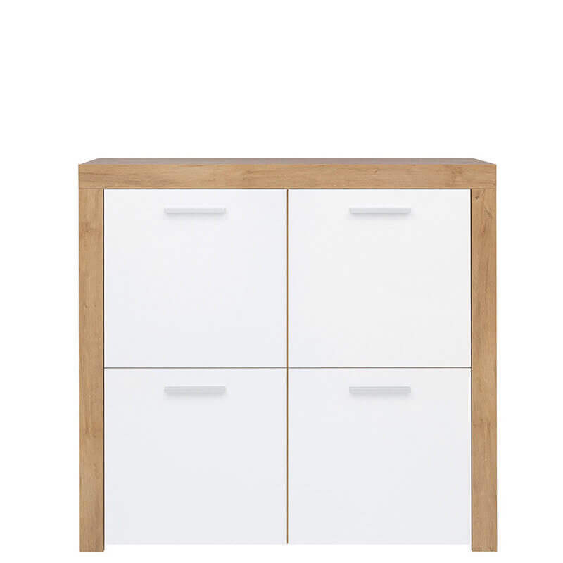 BALDER BRW KOM4D 4 Door High Gloss BLACK RED WHITE Cabinet-Riviera Oak / White Gloss