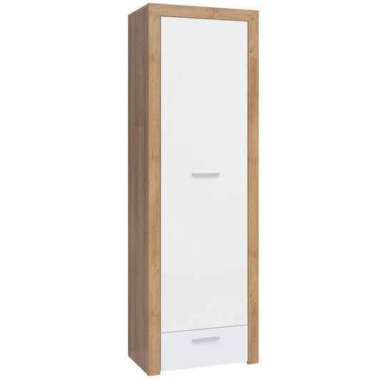 BALDER BRW REG1D1S 1 Door 1 Drawer High Gloss BLACK RED WHITE Cabinet-Riviera Oak / White Gloss