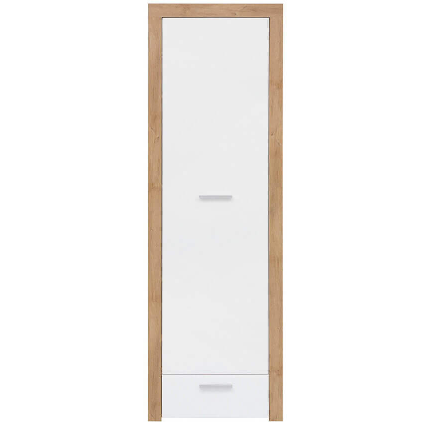 BALDER BRW REG1D1S 1 Door 1 Drawer High Gloss BLACK RED WHITE Cabinet-Riviera Oak / White Gloss