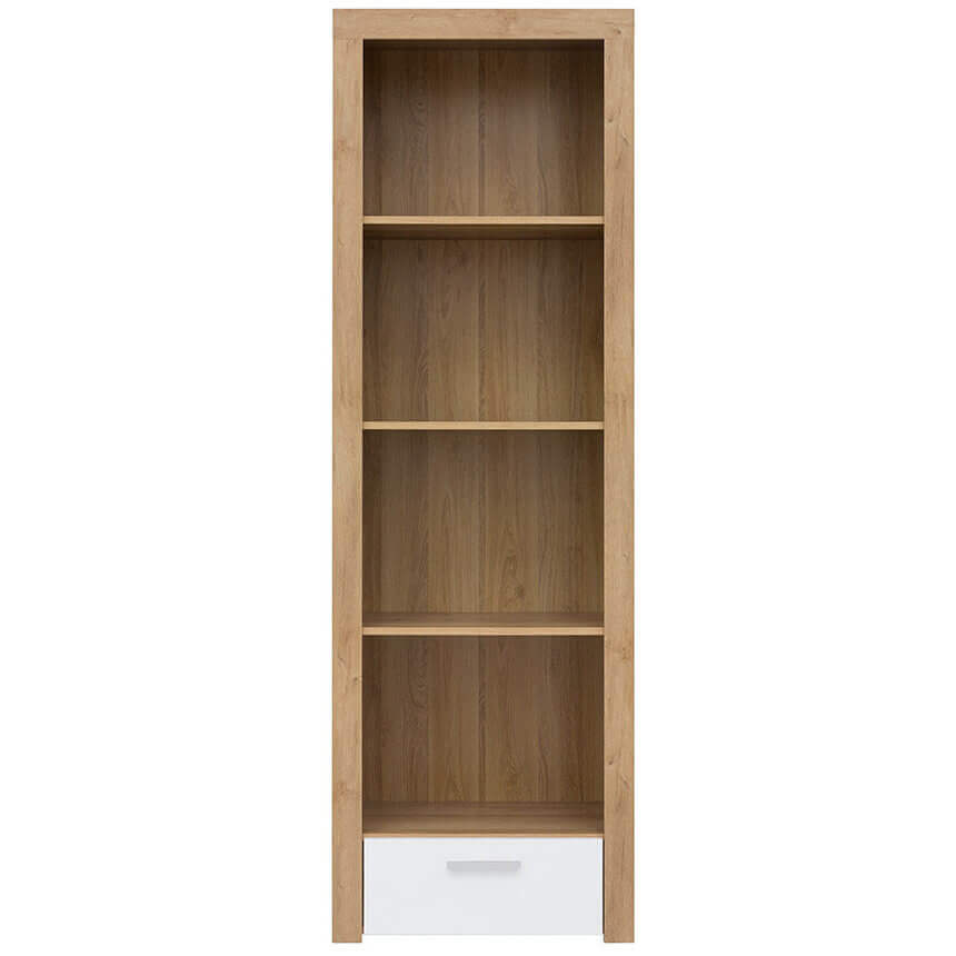 BALDER BRW REG1S 1 Drawer High Gloss BLACK RED WHITE Bookcase-Riviera Oak / White Gloss