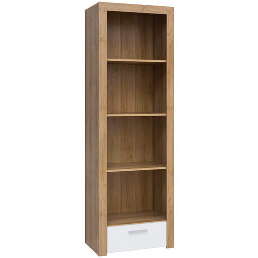 BALDER BRW REG1S 1 Drawer High Gloss BLACK RED WHITE Bookcase-Riviera Oak / White Gloss