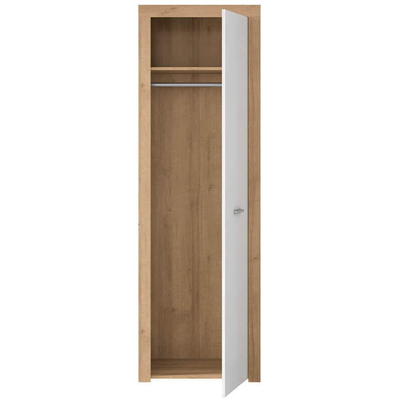 BALDER BRW SZF1D 1 Door High Gloss BLACK RED WHITE Wardrobe-Riviera Oak / White Gloss