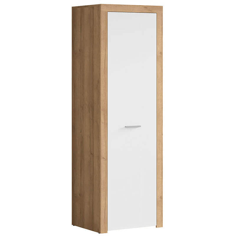 BALDER BRW SZF1D 1 Door High Gloss BLACK RED WHITE Wardrobe-Riviera Oak / White Gloss