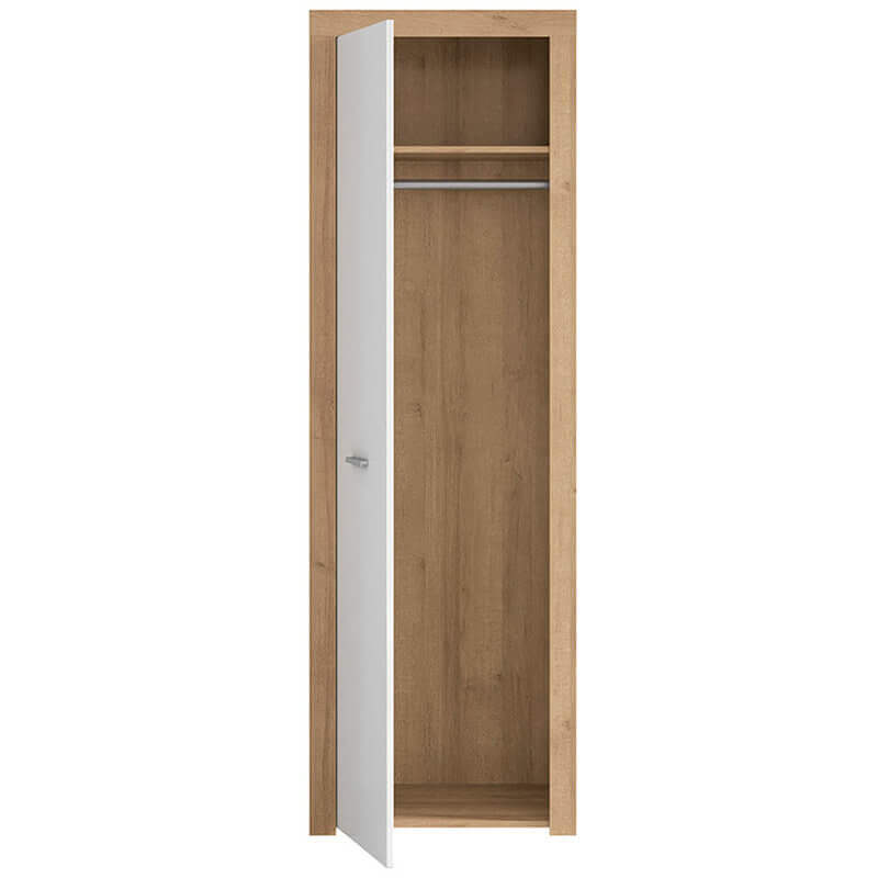 BALDER BRW SZF1D 1 Door High Gloss BLACK RED WHITE Wardrobe-Riviera Oak / White Gloss