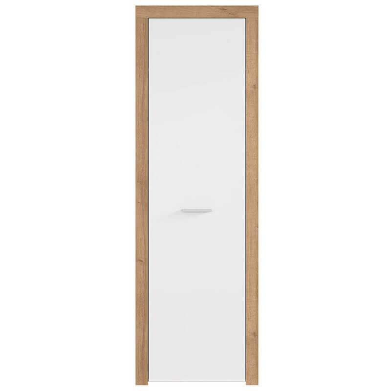 BALDER BRW SZF1D 1 Door High Gloss BLACK RED WHITE Wardrobe-Riviera Oak / White Gloss