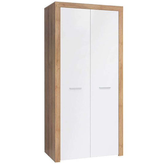 BALDER BRW SZF2D 2 Door High Gloss BLACK RED WHITE Wardrobe-Riviera Oak / White Gloss