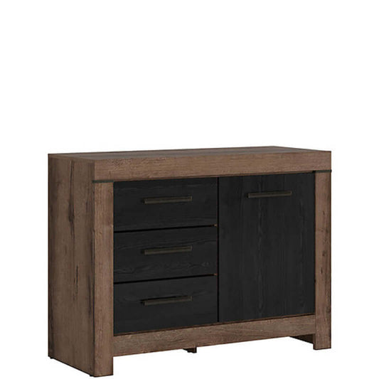 BALIN BRW KOM1D3S 1 Door 3 Drawer BLACK RED WHITE Sideboard-Monastery Oak / Black Oak