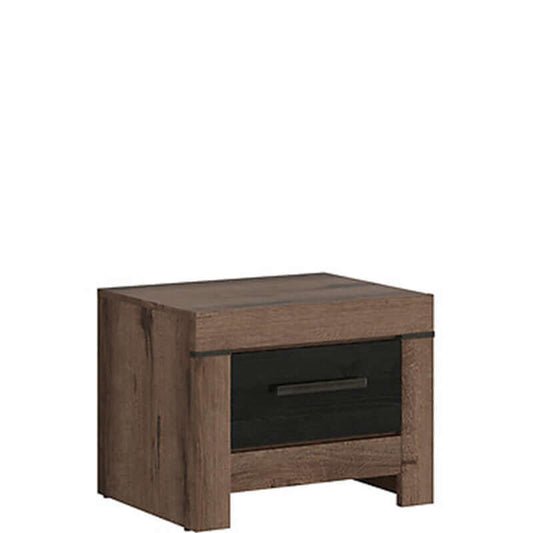 BALIN BRW KOM1S 1 Drawer BLACK RED WHITE Bedside Table-Monastery Oak / Black Oak