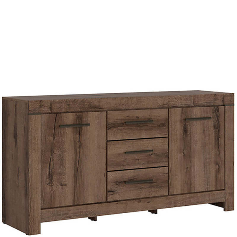 BALIN BRW KOM2D3S 2 Door 3 Drawer BLACK RED WHITE Dresser-Monastery Oak