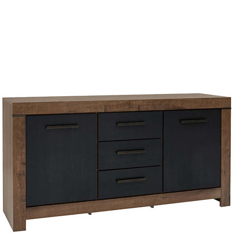 BALIN BRW KOM2D3S 2 Door 3 Drawer BLACK RED WHITE Dresser-Monastery Oak / Black Oak