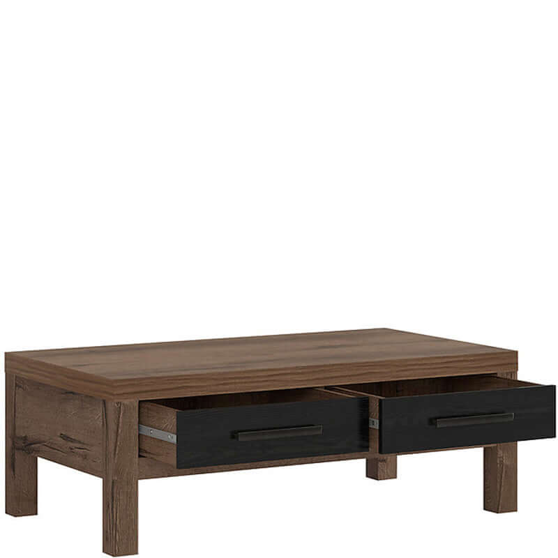 BALIN BRW LAW2S/110 2 Drawer Rectangular BLACK RED WHITE Coffee Table-Monastery Oak / Black Oak