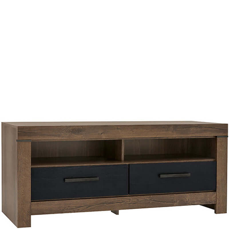 BALIN BRW RTV2S 2 Drawer BLACK RED WHITE TV Cabinet-Monastery Oak / Black Oak