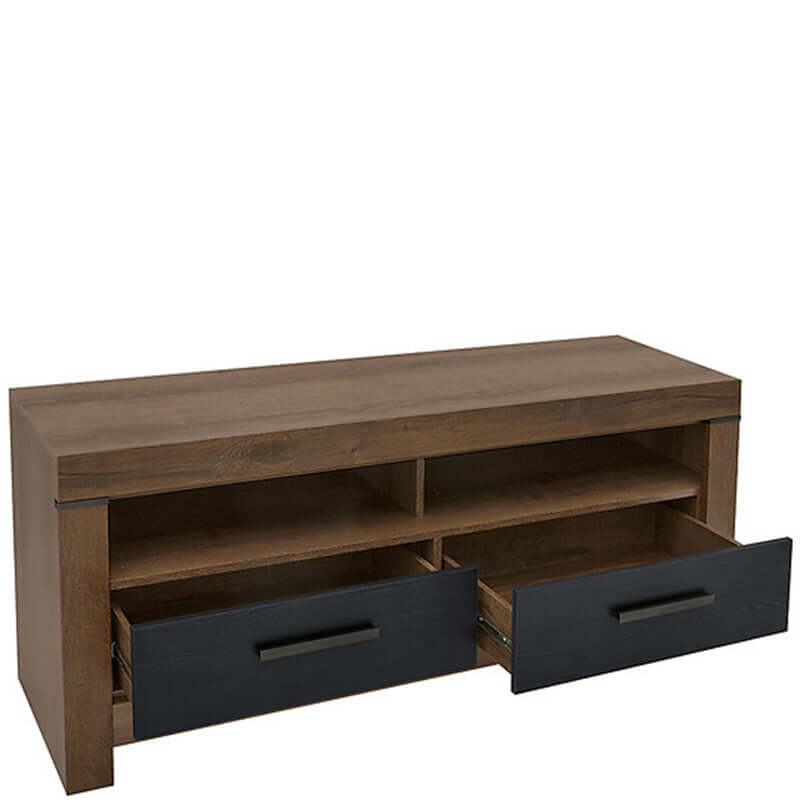 BALIN BRW RTV2S 2 Drawer BLACK RED WHITE TV Cabinet-Monastery Oak / Black Oak