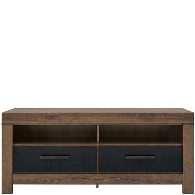 BALIN BRW RTV2S 2 Drawer BLACK RED WHITE TV Cabinet-Monastery Oak / Black Oak