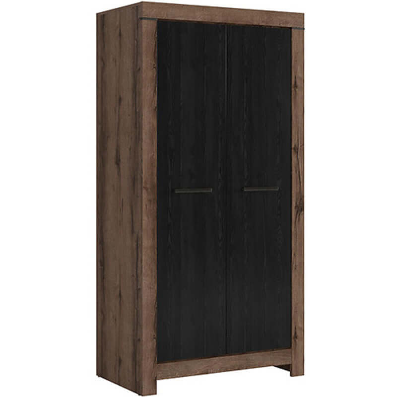 BALIN BRW SZF2D 2 Door BLACK RED WHITE Wardrobe-Monastery Oak / Black Oak