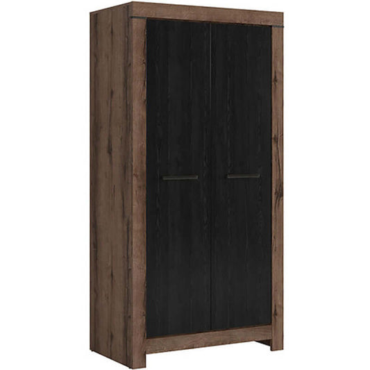 BALIN BRW SZF2D 2 Door BLACK RED WHITE Wardrobe-Monastery Oak / Black Oak