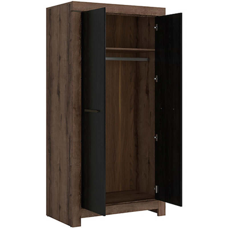 BALIN BRW SZF2D 2 Door BLACK RED WHITE Wardrobe-Monastery Oak / Black Oak