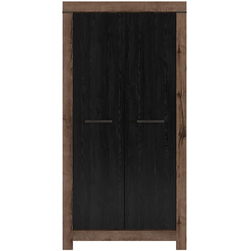 BALIN BRW SZF2D 2 Door BLACK RED WHITE Wardrobe-Monastery Oak / Black Oak