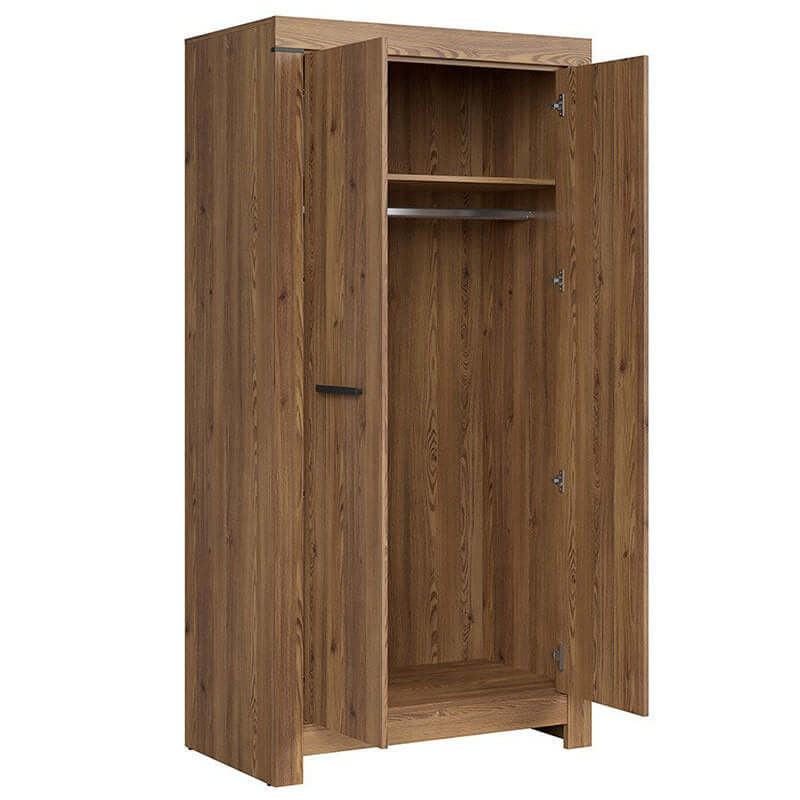 BALIN BRW SZF2D 2 Door BLACK RED WHITE Wardrobe-Sibiu Gold Larch