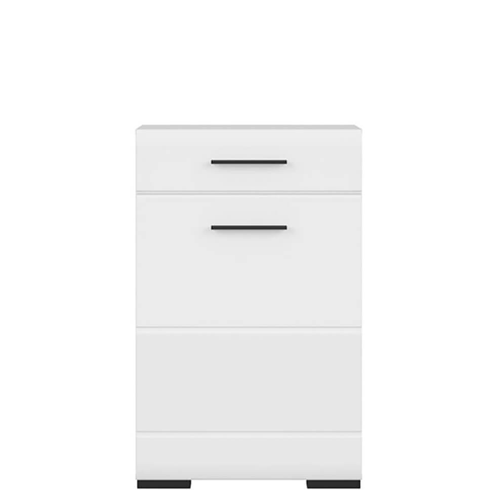 FEVER BRW KOM1D1S/10/6 1 Door 1 Drawer BLACK RED WHITE Cabinet-White / White Gloss