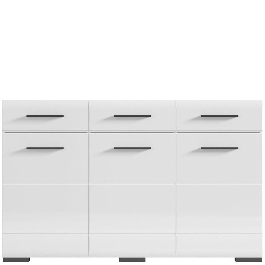 FEVER BRW KOM3D3S/9/15 3 Door 3 Drawer BLACK RED WHITE Dresser-White / White Gloss