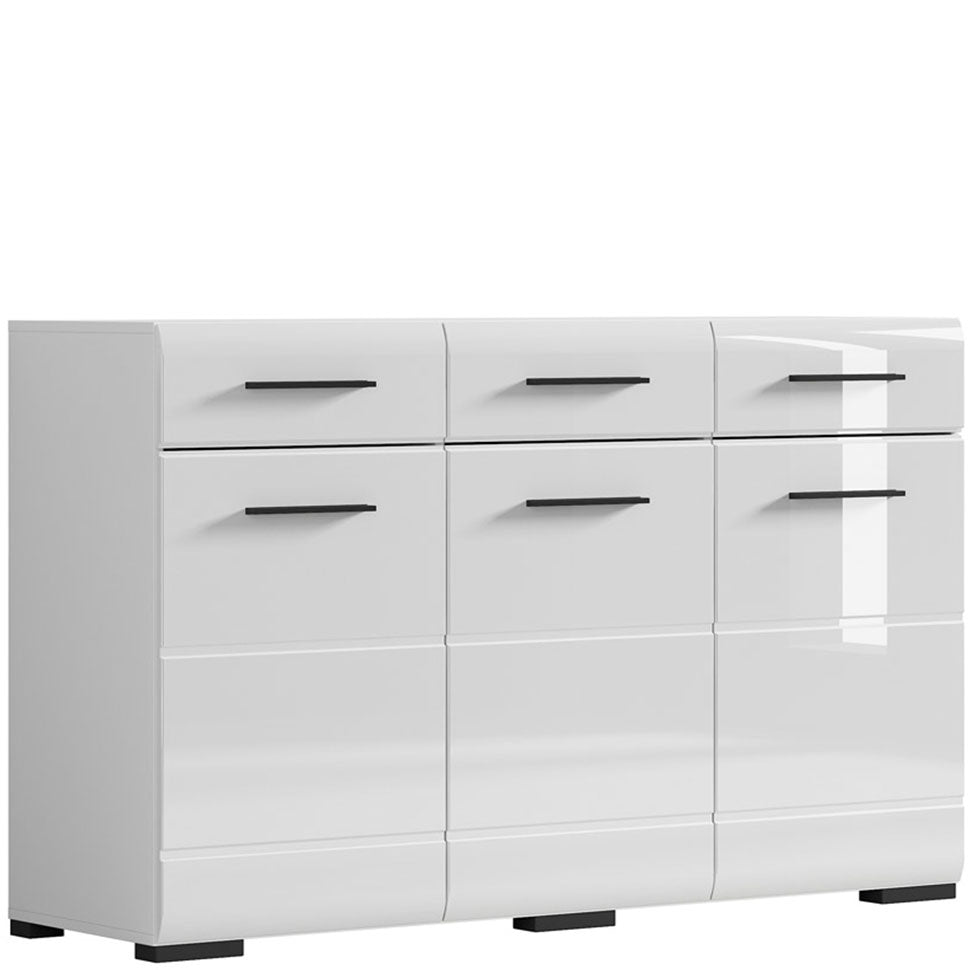 FEVER BRW KOM3D3S/9/15 3 Door 3 Drawer BLACK RED WHITE Dresser-White / White Gloss