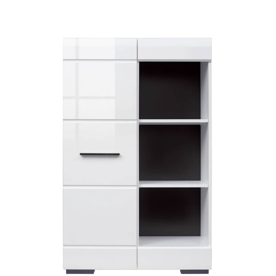 FEVER BRW REG1D/12/8 1 Door Low BLACK RED WHITE Bookcase-Sonoma Oak