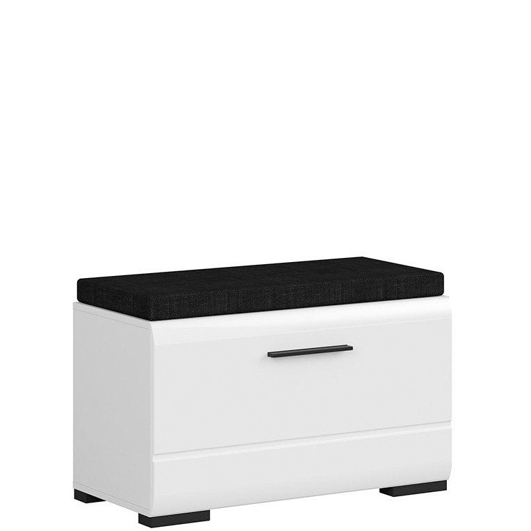 FEVER BRW SFK1K/5/8 1 Door Upholstered Seat BLACK RED WHITE Shoe Cabinet-White / White Gloss