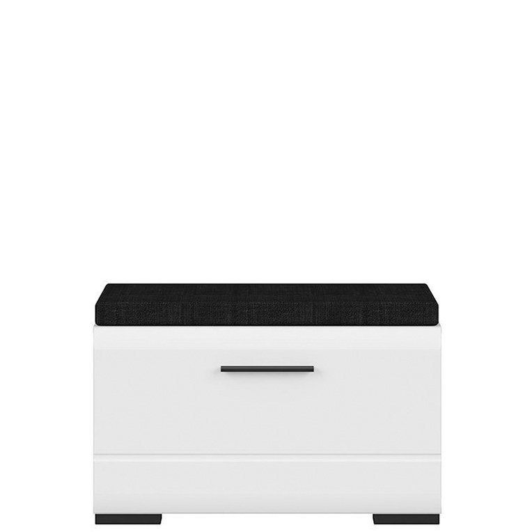 FEVER BRW SFK1K/5/8 1 Door Upholstered Seat BLACK RED WHITE Shoe Cabinet-White / White Gloss