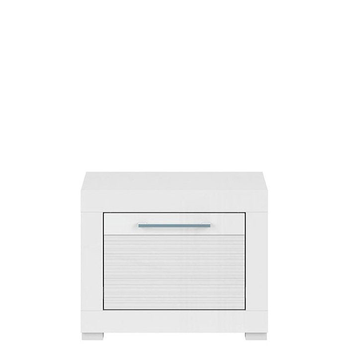 FLAMES BRW KOM1S 1 Drawer High Gloss BLACK RED WHITE Bedside Table-White / White Gloss