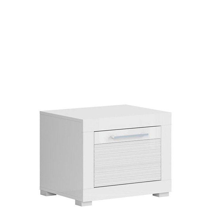 FLAMES BRW KOM1S 1 Drawer High Gloss BLACK RED WHITE Bedside Table-White / White Gloss