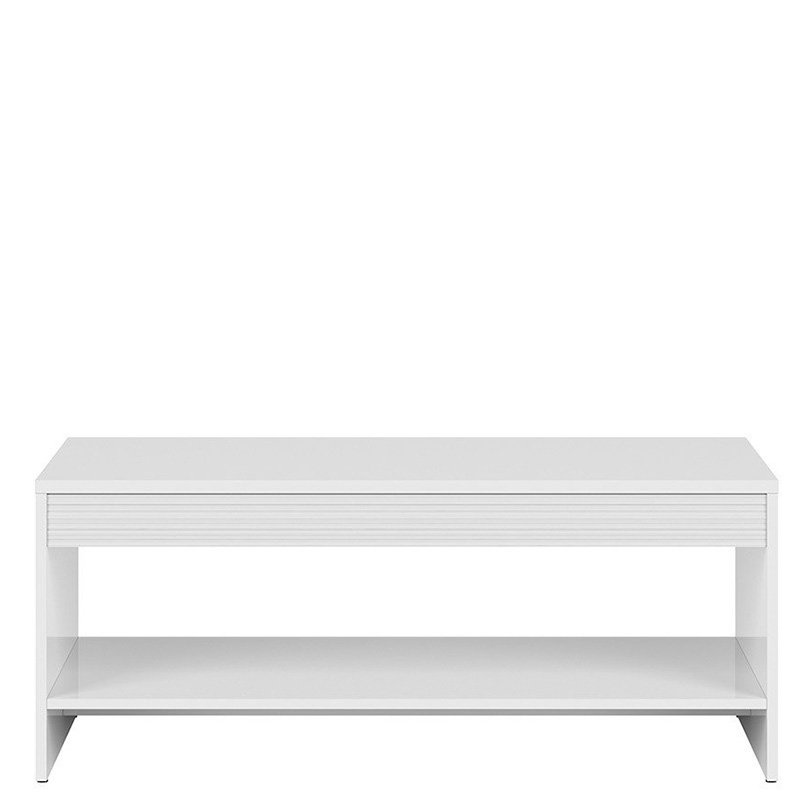 FLAMES BRW LAW/110 High Gloss Rectangular with Shelf BLACK RED WHITE Coffee Table-White / White Gloss