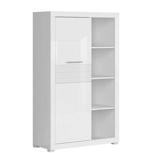 FLAMES BRW REG1D 1 Door High Gloss Low BLACK RED WHITE Bookcase-White / White Gloss